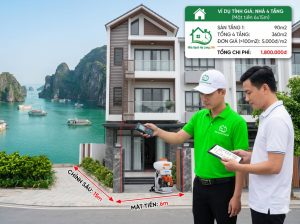Ví dụ cách tính giá phun thuốc muỗi cho nhà phố 3 tầng tại Hạ Long