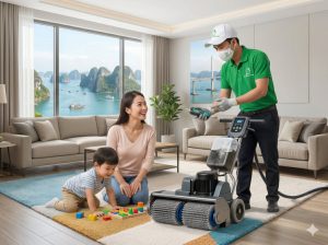 Khách hàng tin tưởng và hài lòng với chất lượng dịch vụ giặt thảm Hạ Long do thợ lành nghề thực hiện